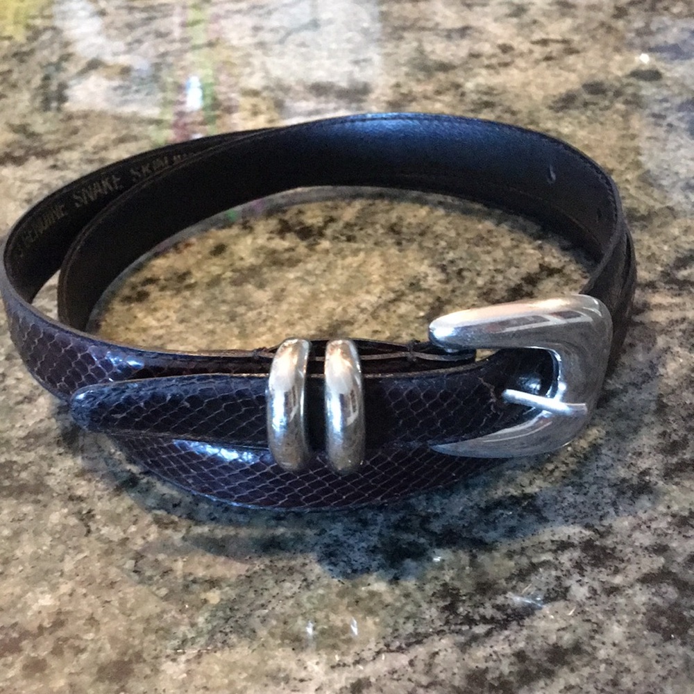 BROWN SNAKESKIN Belt - Size M/L 35" Genuine, Classic, Casual, Quality, Slender